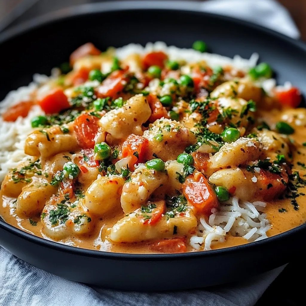 Reis mit Gemüse-Frischkäse-Sauce