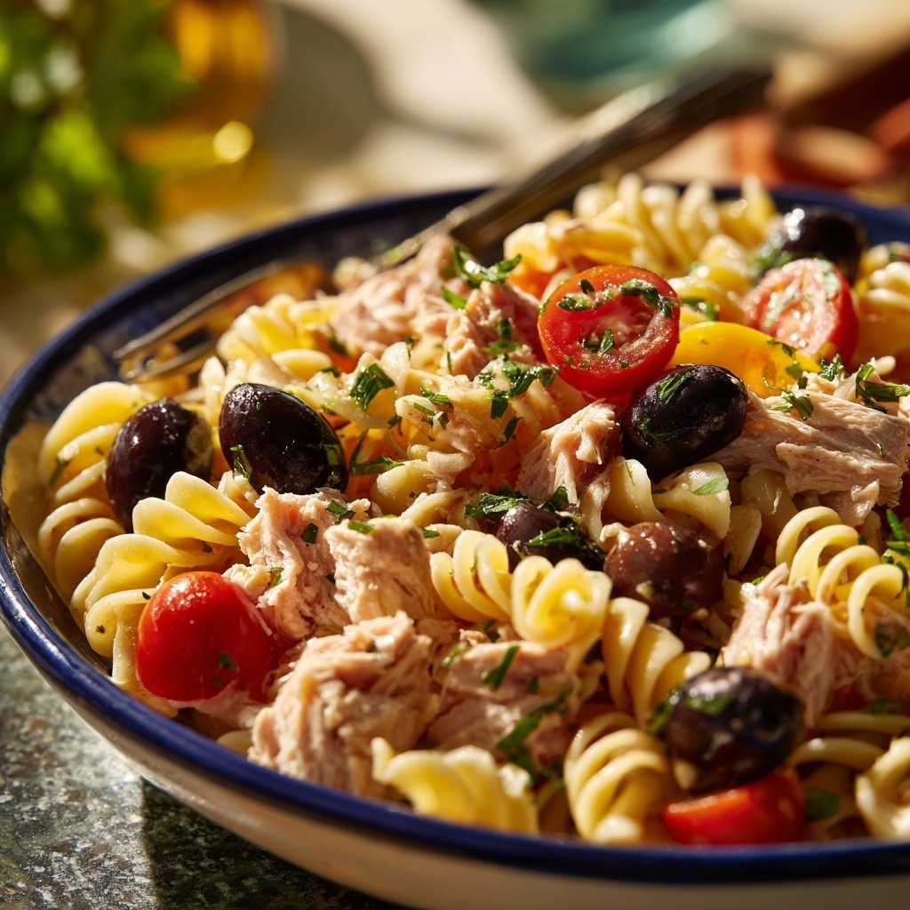 Mediterraner Nudelsalat Mit Thunfisch