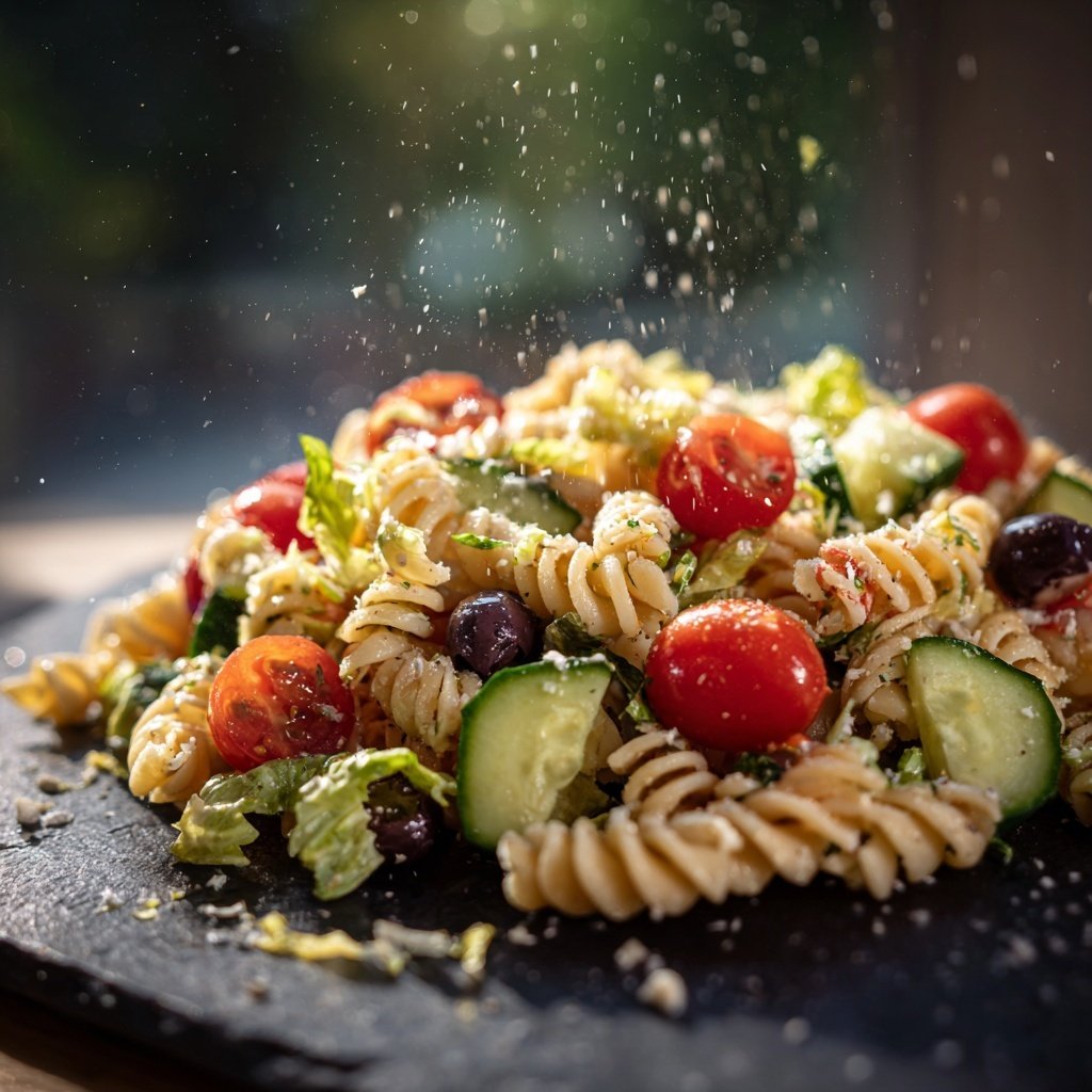 Mediterraner Nudelsalat Mit Zitronen Dressing