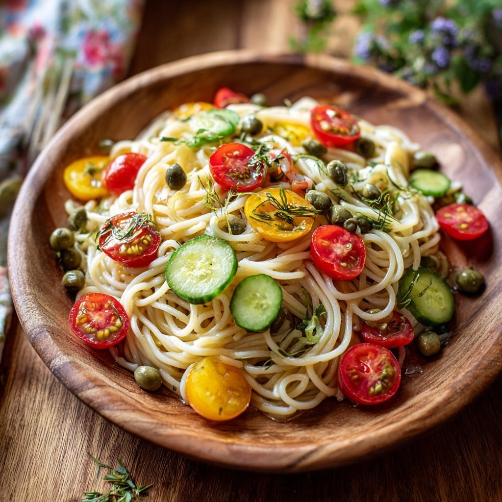 Mediterraner Nudelsalat Mit Kapern