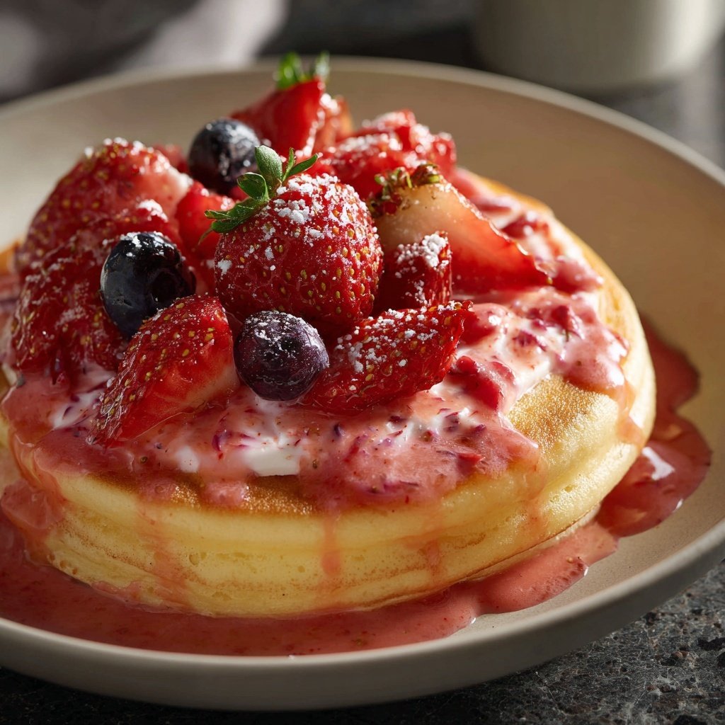 Pfannkuchen mit Erdbeerquark