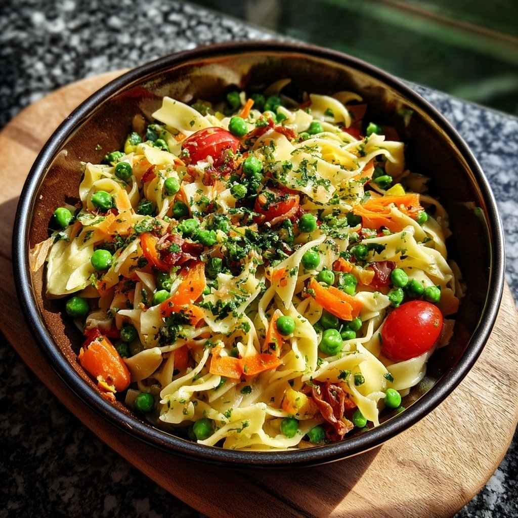 Mediterraner Nudelsalat Mit Erbsen