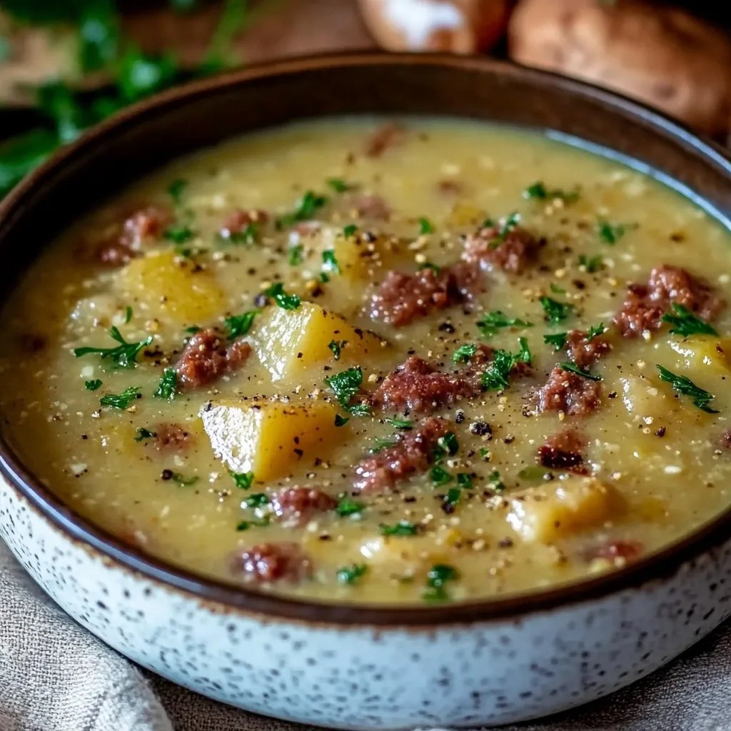 Friss-dich-dumm-Suppe – Cremige Käsesuppe mit Hackfleisch