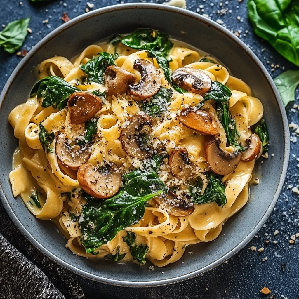 Schnelle und einfache Pilz-Spinat-Pasta