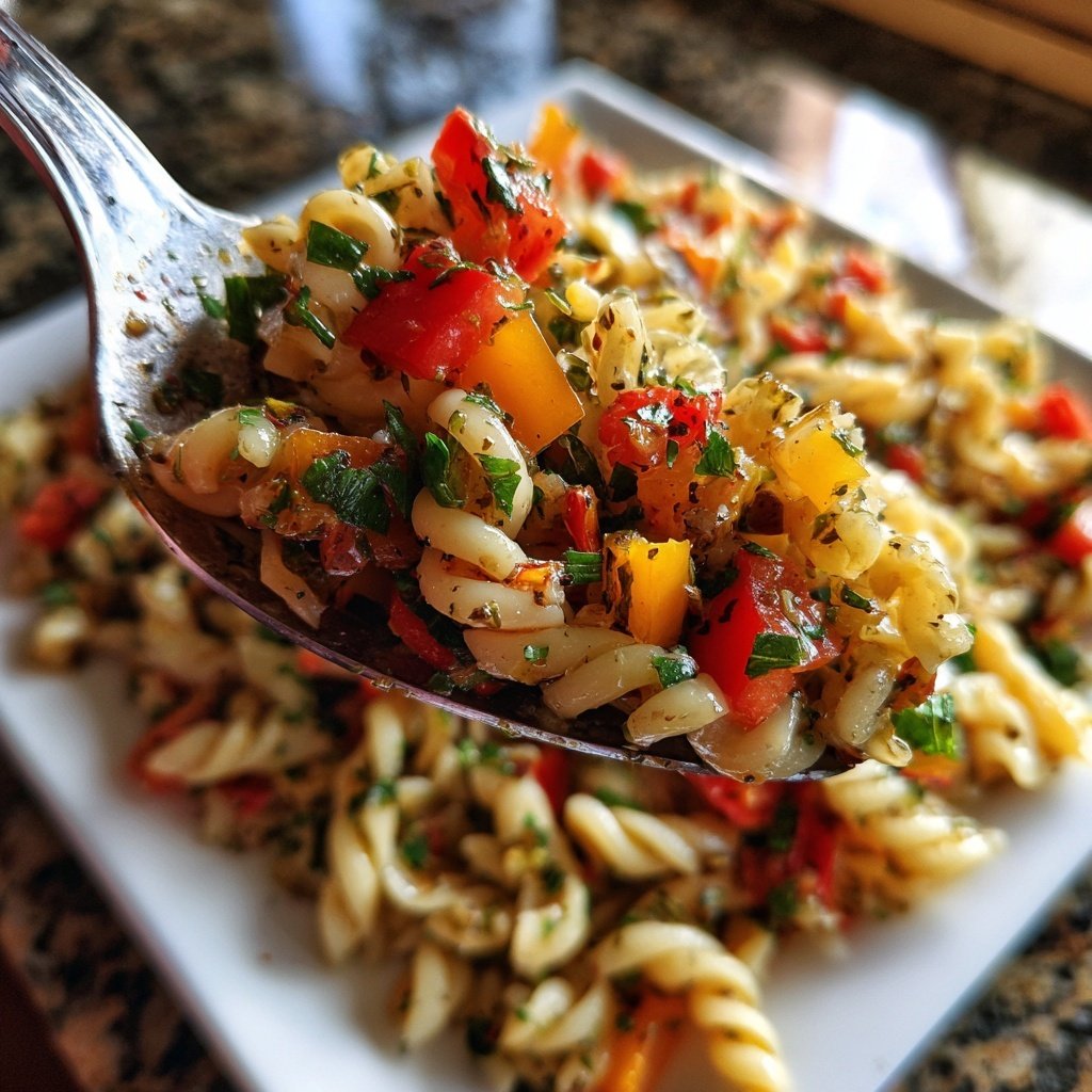 Mediterraner Nudelsalat Mit Paprika