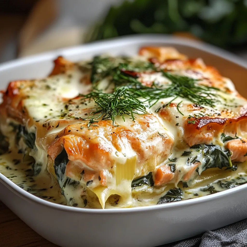 Lachs-Spinat-Lasagne mit Sahnesoße