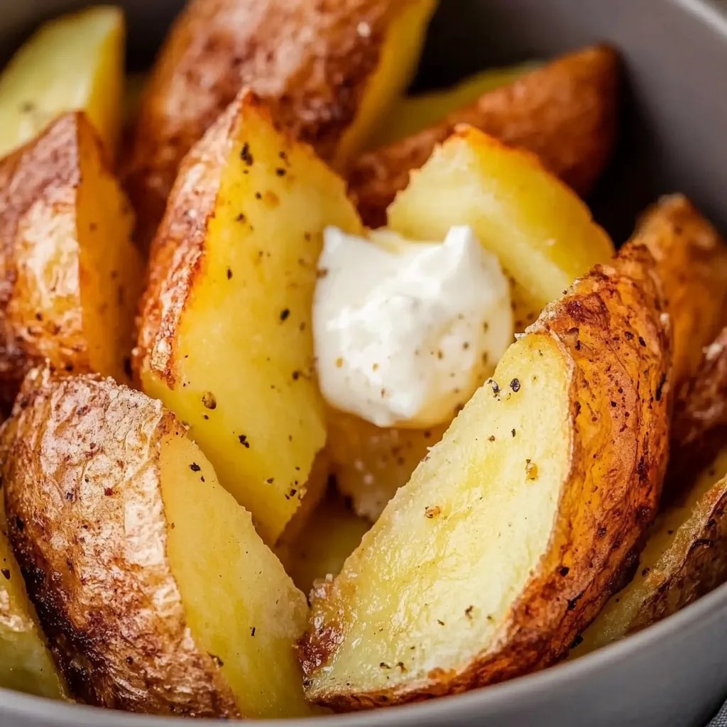 Perfekt knusprige gebackene Kartoffeln leicht gemacht mit einem Air Fryer