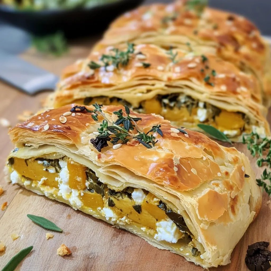 Kürbisstrudel mit Feta